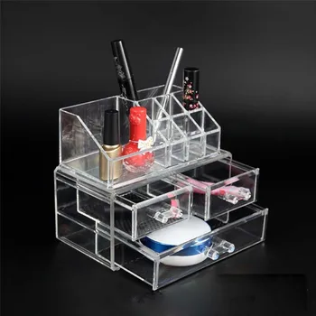

Acrylic Makeup Organizer Storage Box Case Cosmetic Jewelry 3 Drawer Cases Holder Makeup Container Rangement Maquill Holder