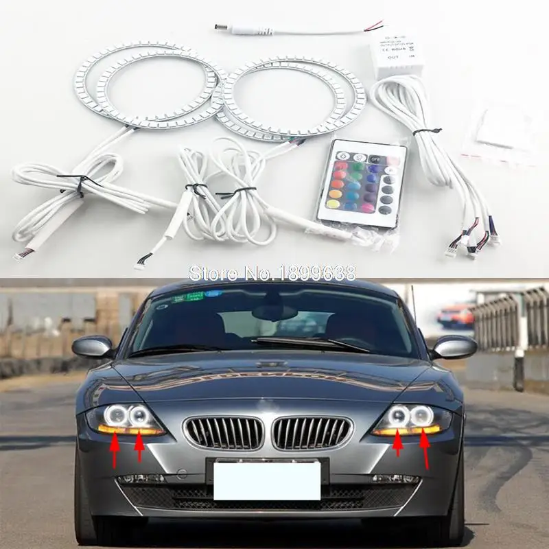 

4pcs Super bright 7 color RGB LED Angel Eyes Kit with a remote control car styling for BMW Z4 E85 2002-2008 SCHEINWERFER