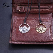Teamer ayarlanabilir içi boş 3D dağ daire kolye kolye/Metal moda kolye kolye takı hediyeler