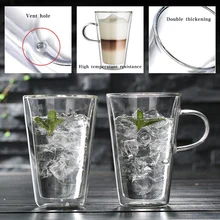 Креативная прозрачная стеклянная чашка пивное молоко Термоизолированный кофейник