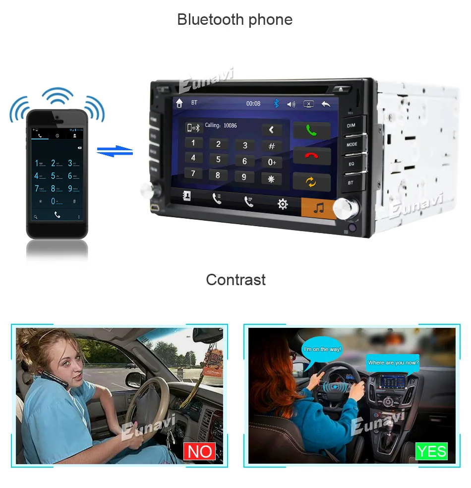 Flash Deal 2019 New Eunavi 2 Din Car Dvd Bluetooth Usb/tf Fm Aux Input Radio Mp5 Player Multimedia Entertainment With Hd Rear View Camera 6