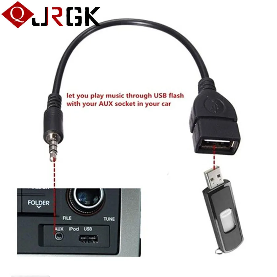 Автомобильный адаптер USB 2 0 OTG к 3 5 мм аудиокабель папа женскому Aux конвертер для