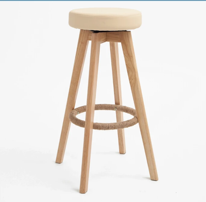 wooden swivel bar stools modern natural finish round leather foam