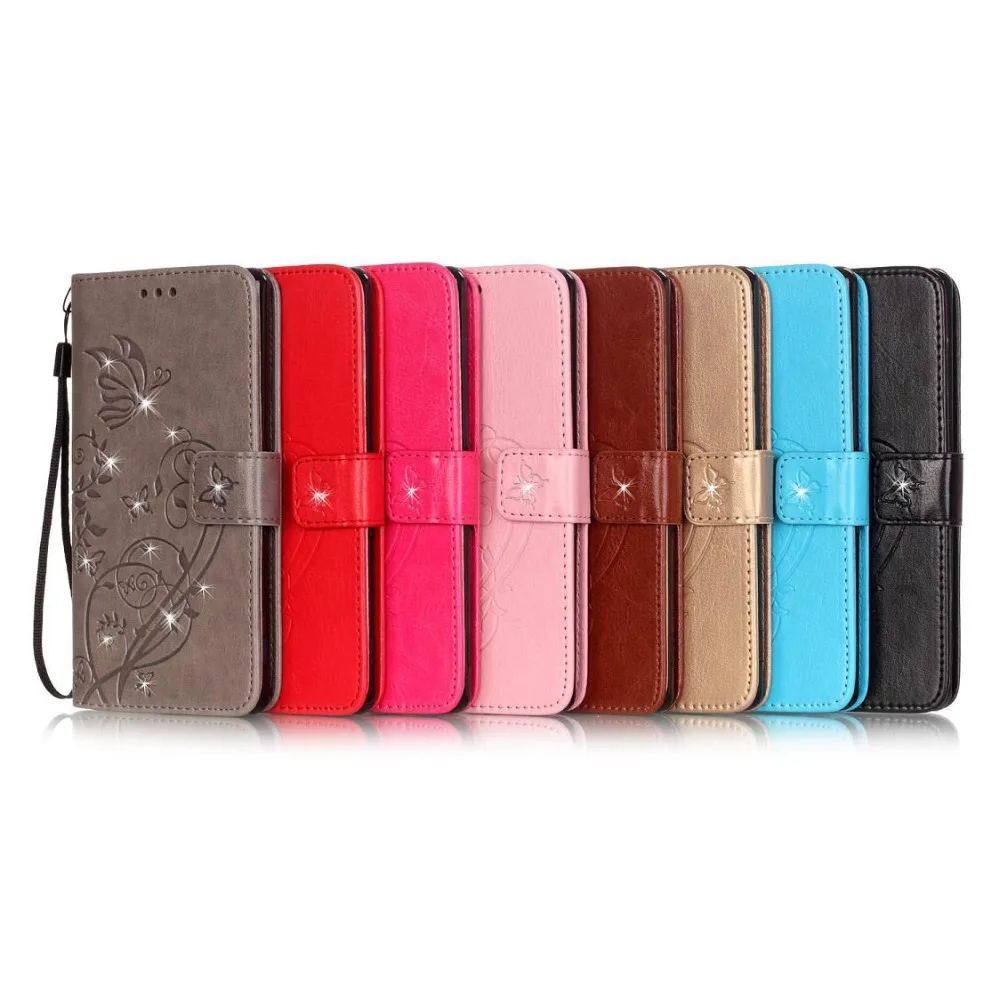 Diamond Bling Emboss Butterfly Flower Phone case Flip