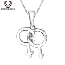 DOUBLE-R 0.03ct настоящий бриллиант Подвески стерлингового серебра 925 Ключ Ожерелья и подвески Классический бренд ювелирных украшений для Для женщин
