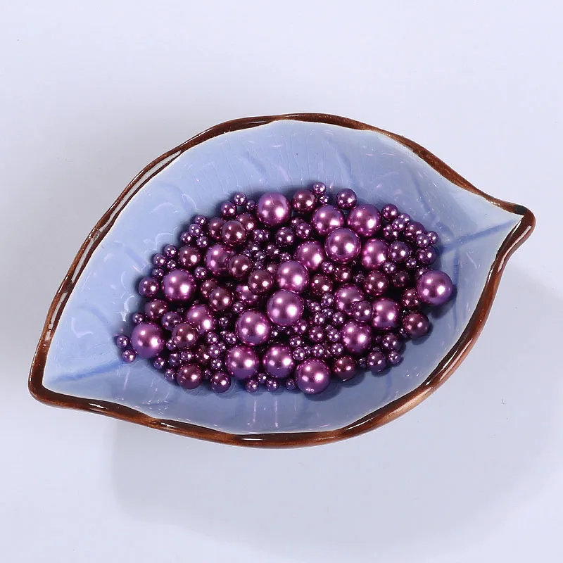 3/4/5/6/8/10/12mm 18 Colors Colorful Multicolor No holes Round Imitation Garment Pearl For Fashion Jewelry Making 10 - Цвет: D-purple