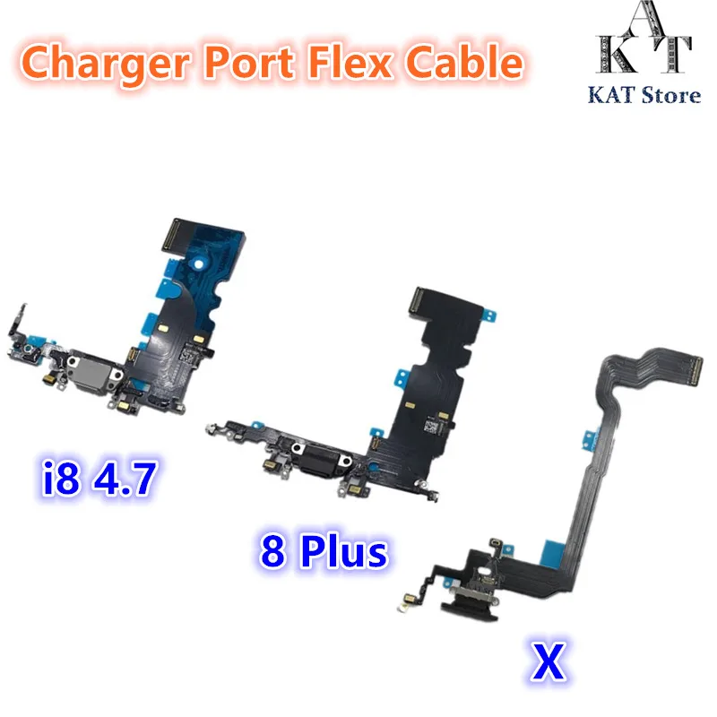 

1Pcs Bottom Charging Flex For iPhone 7 8 Plus USB Charger Board Port Dock Connector With Mic Flex Cable For iPhone X Replacement