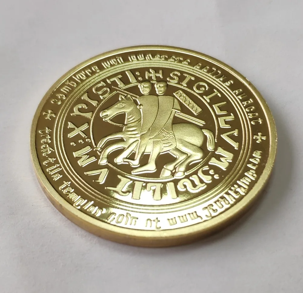 Red enamel cross Knights Templar Challenge Coin Non-currency Crusader Challenge Knight metal coin (3)