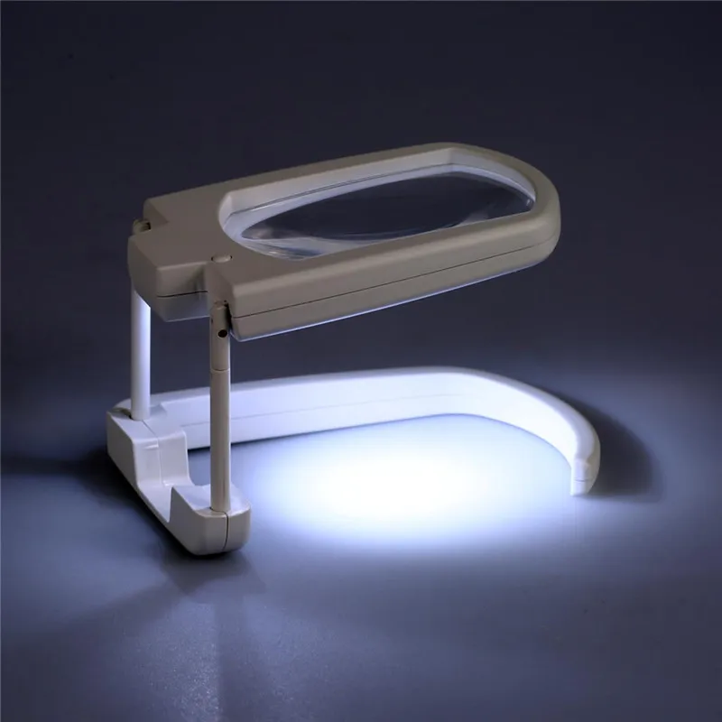 

3x mini pocket magnifying glass foldable soldering helping hands led jewelers loupe big vision magnifier glasses