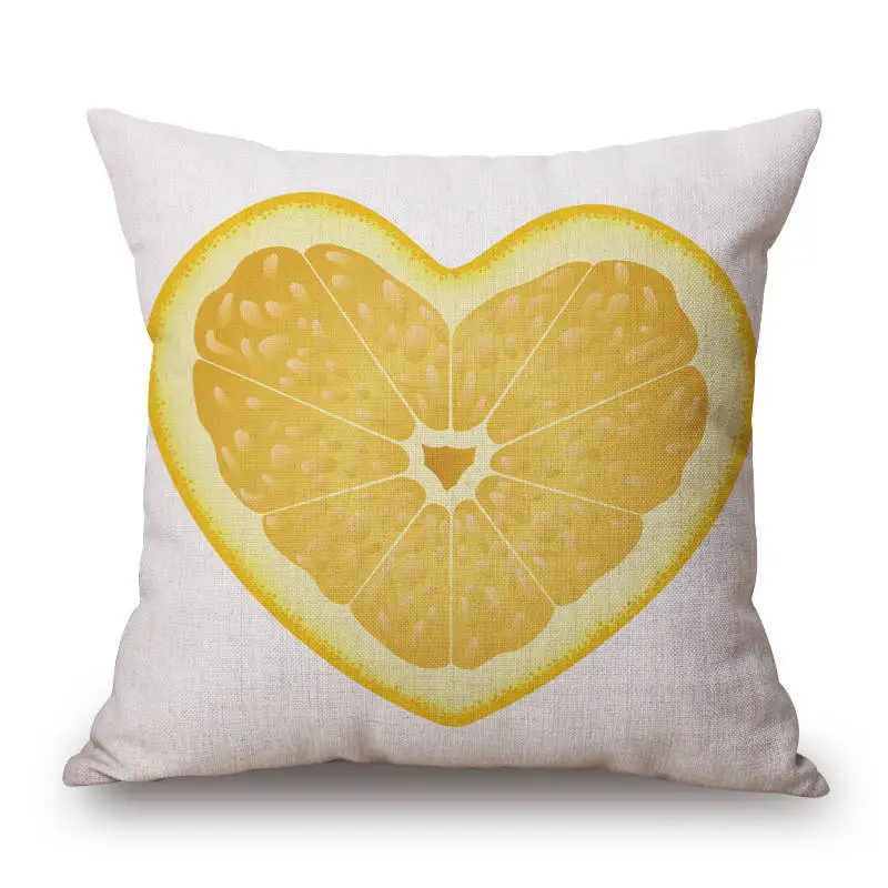 Summer Cool And Refreshing Fruits Lemon Cotton Linen Pllow Case