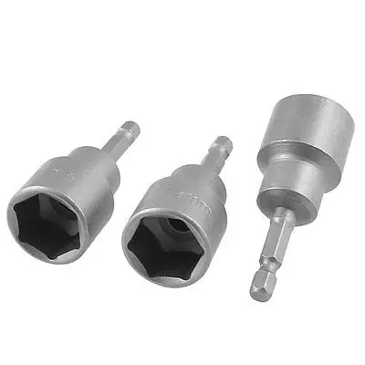 

3 Pcs 1/4" Shank 19mm Hex Socket Spanner Nut Driver Bits Gray 65mm