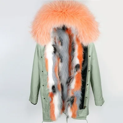 OFTBUY, водонепроницаемая длинная парка, зимняя куртка для женщин, пальто из натурального меха енота, меховой воротник, подкладка из лисьего меха, одежда в Корейском стиле - Цвет: 23