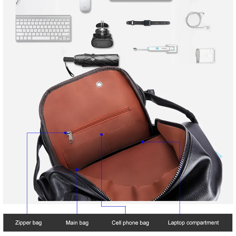 VORMOR, usb зарядка, мужской рюкзак, многофункциональный, водонепроницаемый, 14 дюймов, сумка для ноутбука, из искусственной кожи, деловая, дорожная сумка для мужчин