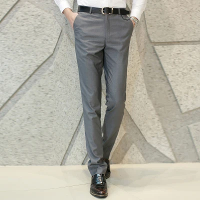 LEFT rom модная мужская однотонная брюки для делового костюма/мужские высококачественные брюки для отдыха/мужские повседневные классические брюки - Цвет: Темно-серый