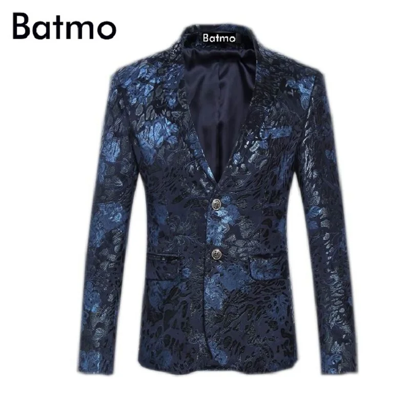2017 new arrival high quality velvet casual printed flowers blazer men printed jacket men size S