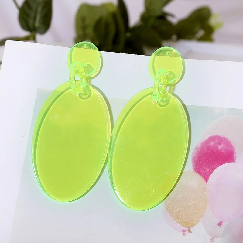 

Personalized Female Geometric Oval Big Drop Earrings For Women 2019 Fashion Transparent Acrylic Dangle Earring Party Jewelry