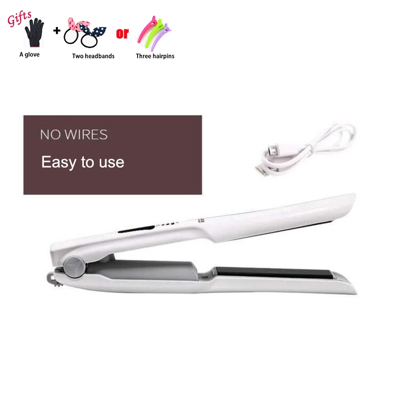 

2 in 1 Wireless Hair Curler Straightener Mini Charging Hair Curler USB Straight Hair Straightener Style Tooling A24