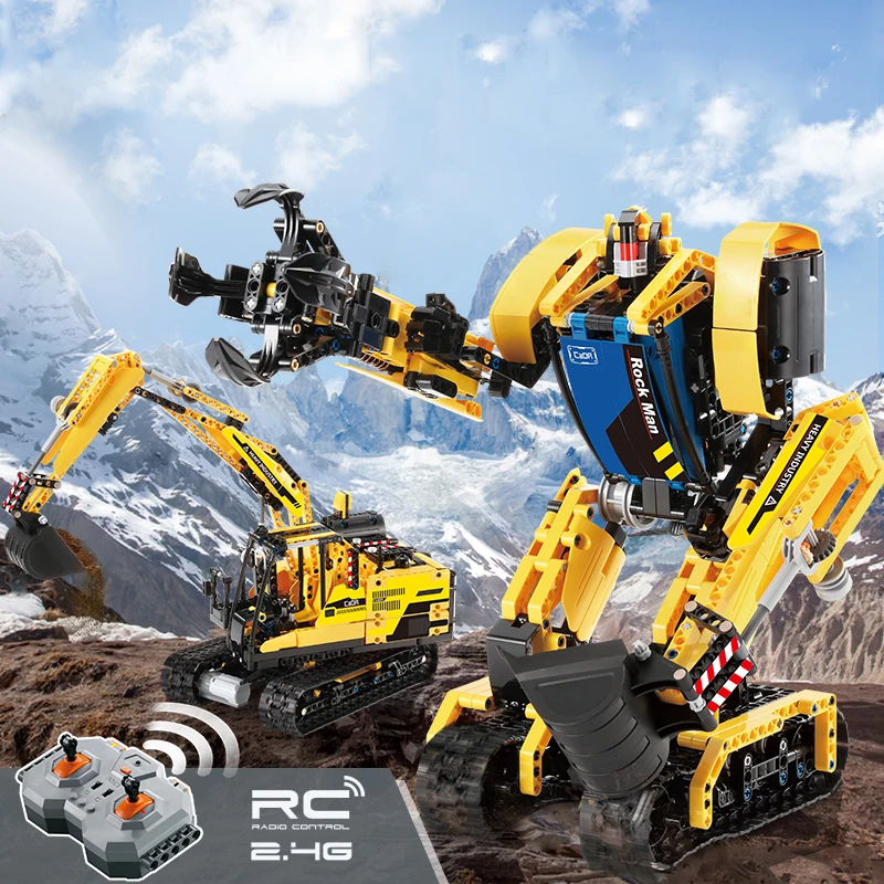 

2 In 1 RC Crawler Excavator Rock Robot Building Blocks Fit Legoing Technic Motor Engineering Bricks Toys Gifts For Children Kids