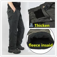 Winter Fleece Gefüttert Mannladung Doppelschicht Hosen Warm Military Cargo Hosen Beiläufige Lange Baggy Armee Taktische Hosen