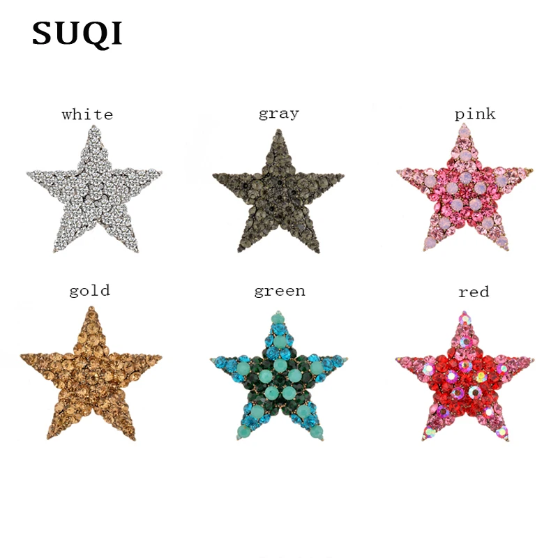 

SUQI Vintage Christmas party Stars Brooch full Rhinestone Brooches Pin for Women's girl dress clothes shirt Jewelry accessories