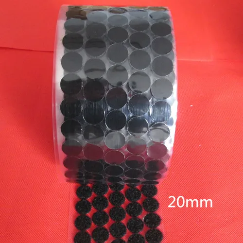 1000 пар черно-белых волшебных нейлоновых наклеек, двухсторонние клейкие крючки, петли, диски, круглые крепежные ленты для шитья, нейлон - Цвет: black20mm