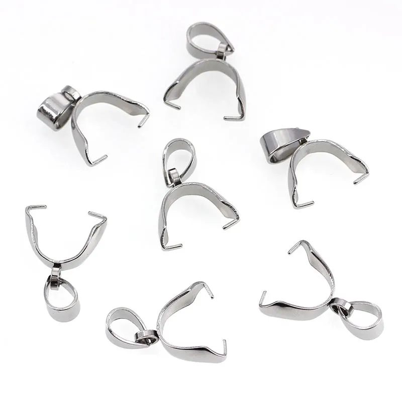 10pcs Stainless Steel Bead Clamp Pinch Bail Clip For Necklace Pendant making DIY Jewelry