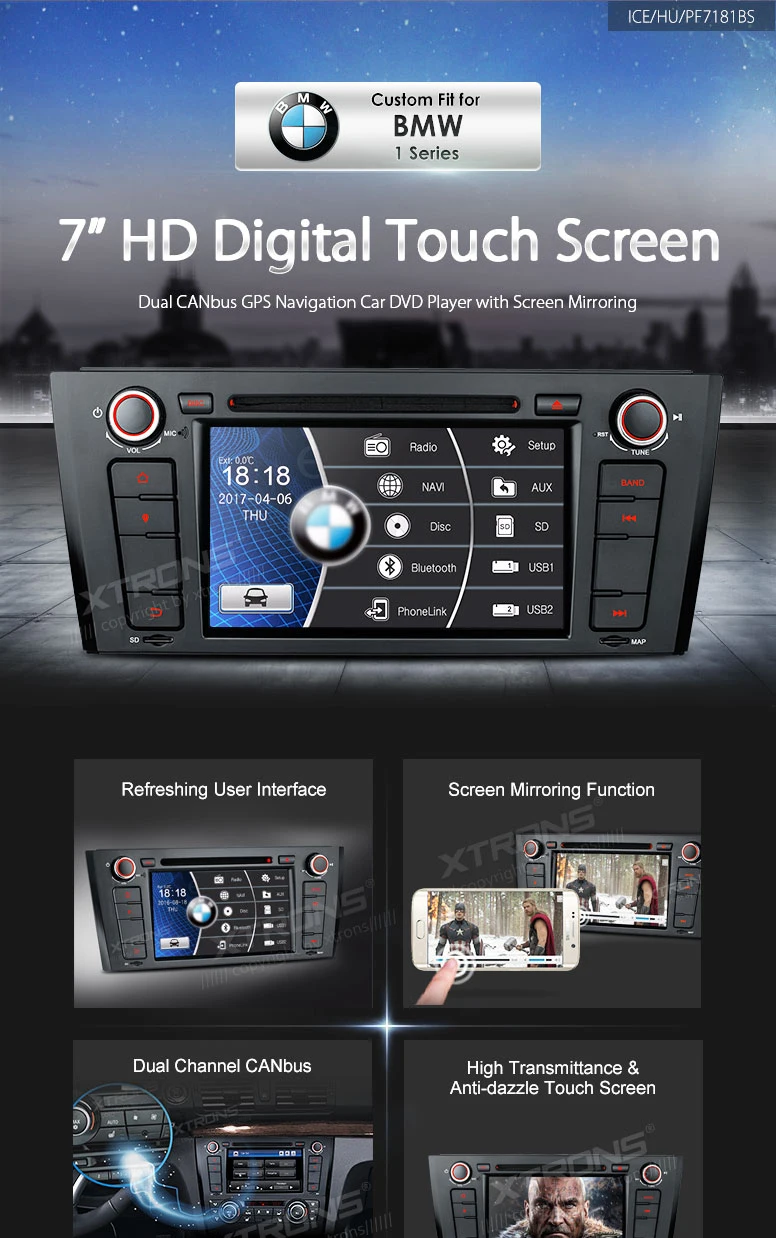 Sale 7" Special Car DVD for BMW E81 2007-2012 & BMW E82 2007-2013 & BMW E88 2007-2014 with External Microphone Support 1
