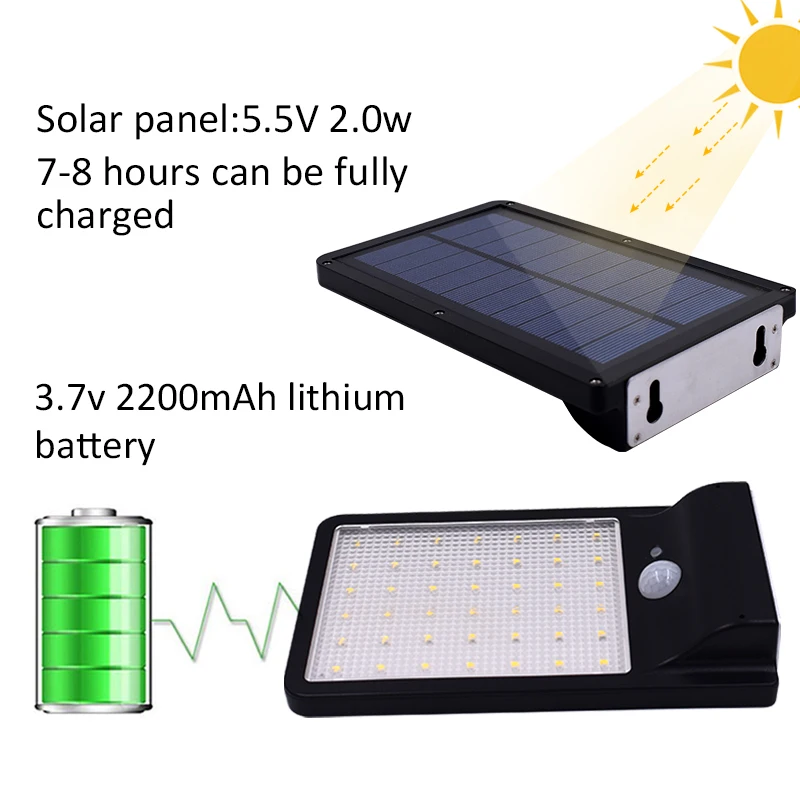 Обновленный 42 светодиодный светильник на солнечной батарее ультра-тонкий беспроводной PIR датчик движения Солнечная лампа Ip65 водонепроницаемый открытый светильник ing светильник s садовая стена