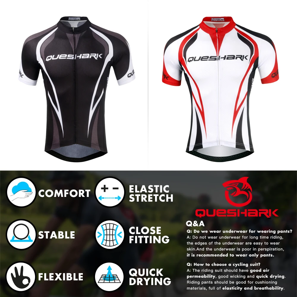 Queshark الصيف الدراجات السراويل + قميص بدلة مجموعة تنفس فريق سباق دراجة نارية رياضية جيرسي رجل الدراجات الملابس MTB دراجة جيرسي Queshark الصيف الدراجات السراويل + قميص بدلة مجموعة تنفس فريق سباق دراجة نارية رياضية جيرسي رجل الدراجات الملابس MTB دراجة جيرسي