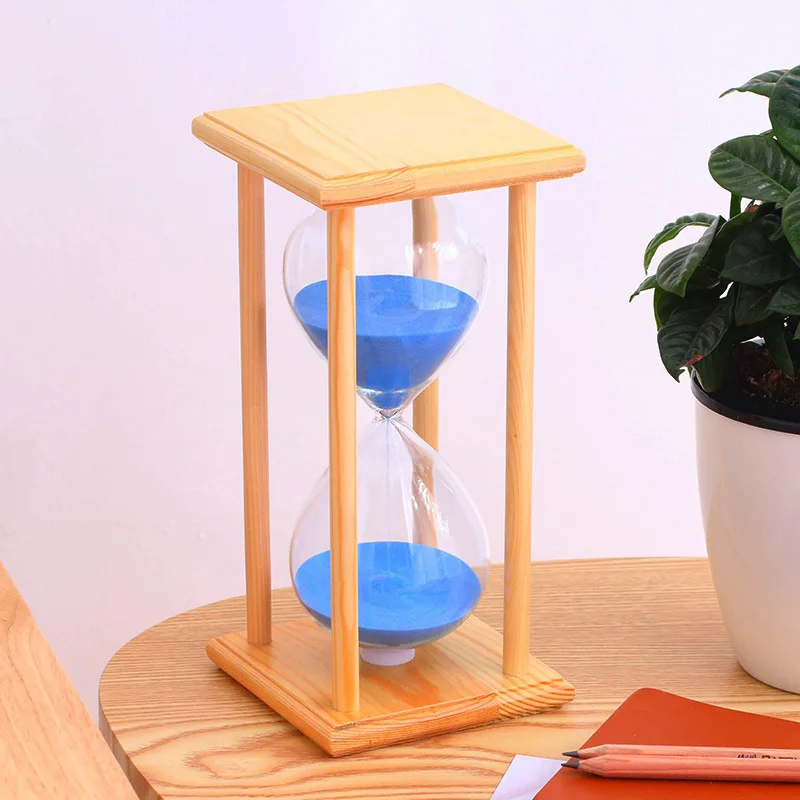 45/60 minutes wooden box colored crystal hourglass, solid wooden timer Valentine's Day gift, craft decoration