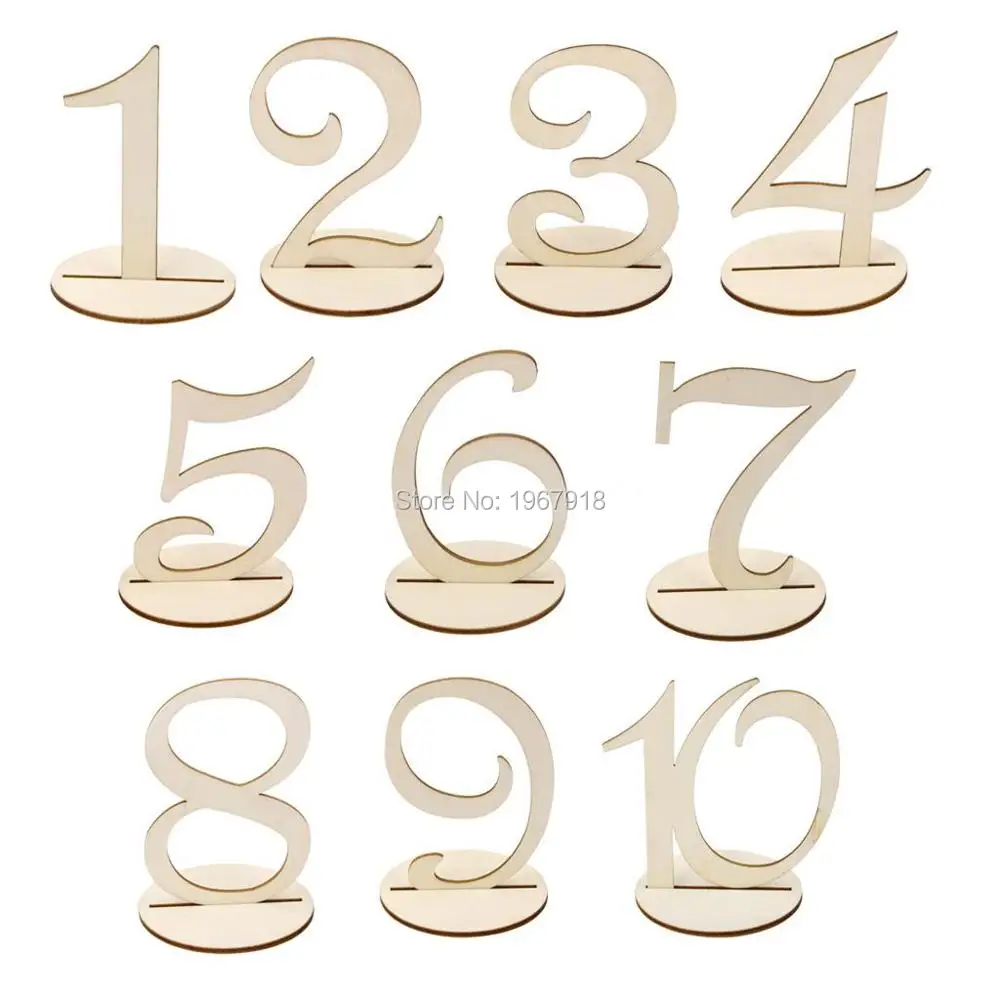 1-10 Wood Table Number, Rustic Wedding Centerpieces Decoration Table Stand, Wooden Table Numbers for Wedding Party (2)