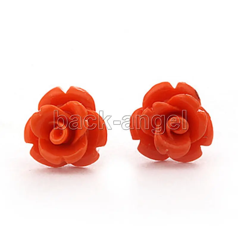 

hot Corl pink Rose Flower Stud Erring Fshion Jewelry
