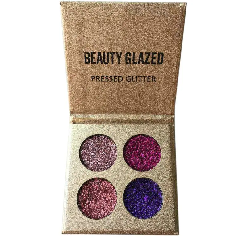 BEAUTY GLAZED 4 Цвета Палитра теней для век макияж Палитра блестящие тени для век радужной расцветки с алмазным прессованием, набор для макияжа бровей