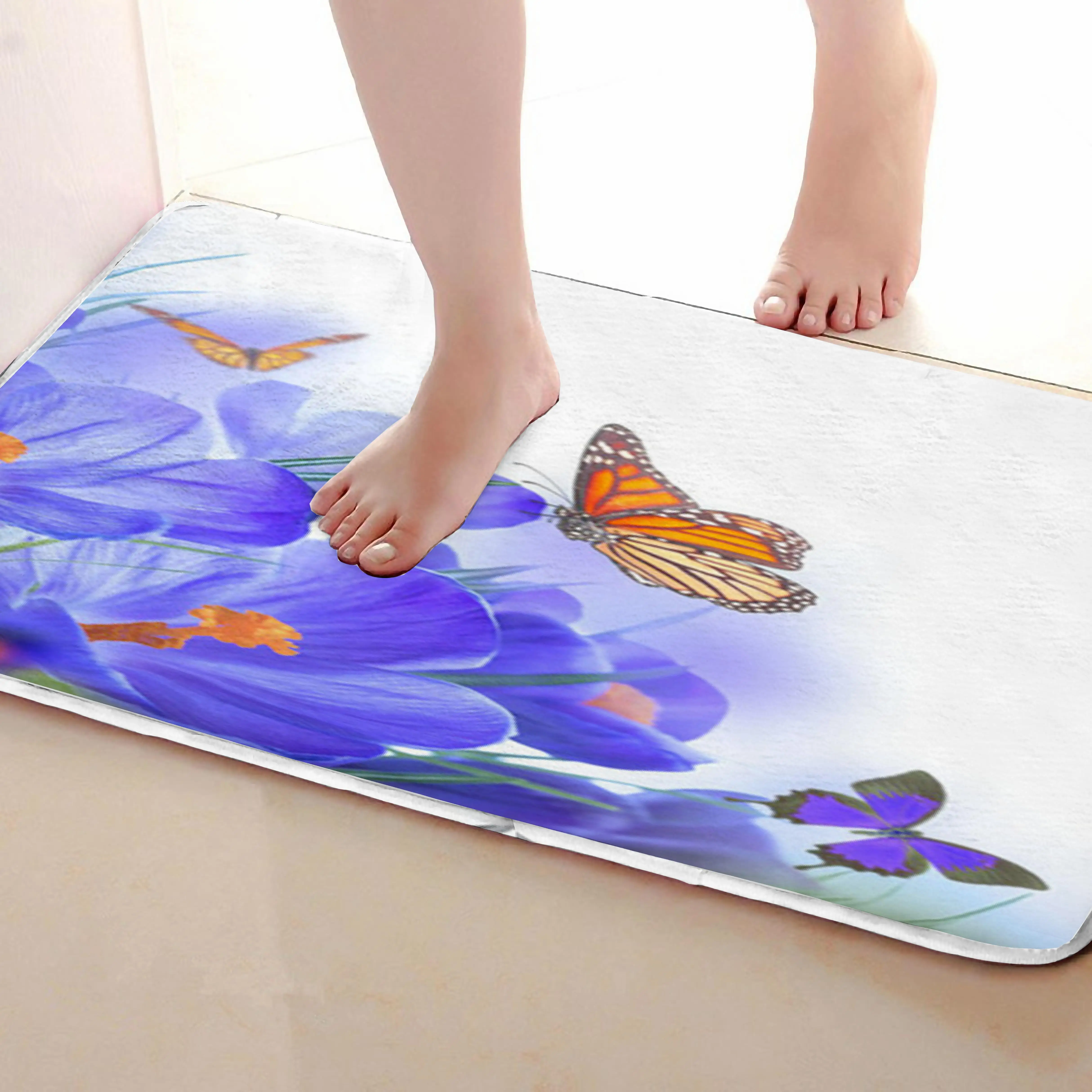 Бабочка Стиль Коврик для ванной комнаты, смешной Противоскользящий коврик для ванной, занавески для душа s аксессуары, соответствующие вашей душевой занавеске