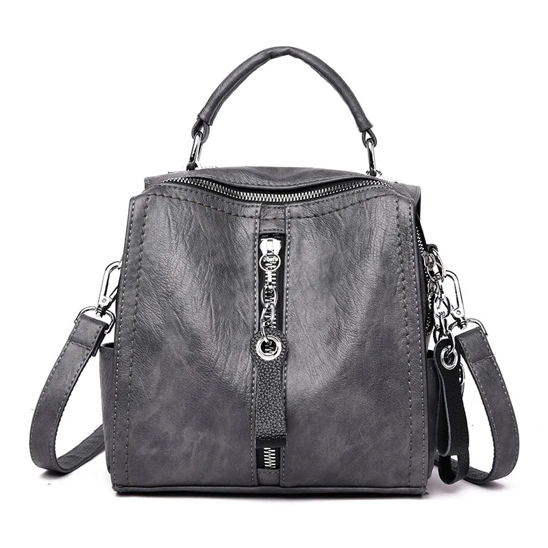 Модный Мини-женский рюкзак, мягкий кожаный рюкзак, сумка для путешествий, женский рюкзак, сумка на плечо, школьные рюкзаки для девочек - Цвет: Gray