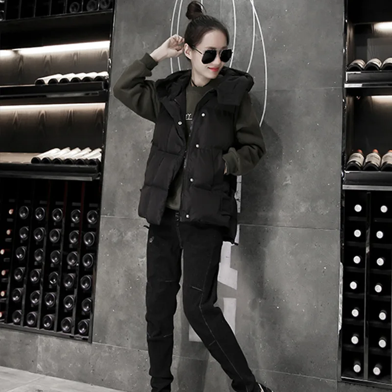 2018 New Autumn and Winter Cotton Vest Women Short Paragraph Loose Down Bread Shoulder Coat Tide | Женская одежда