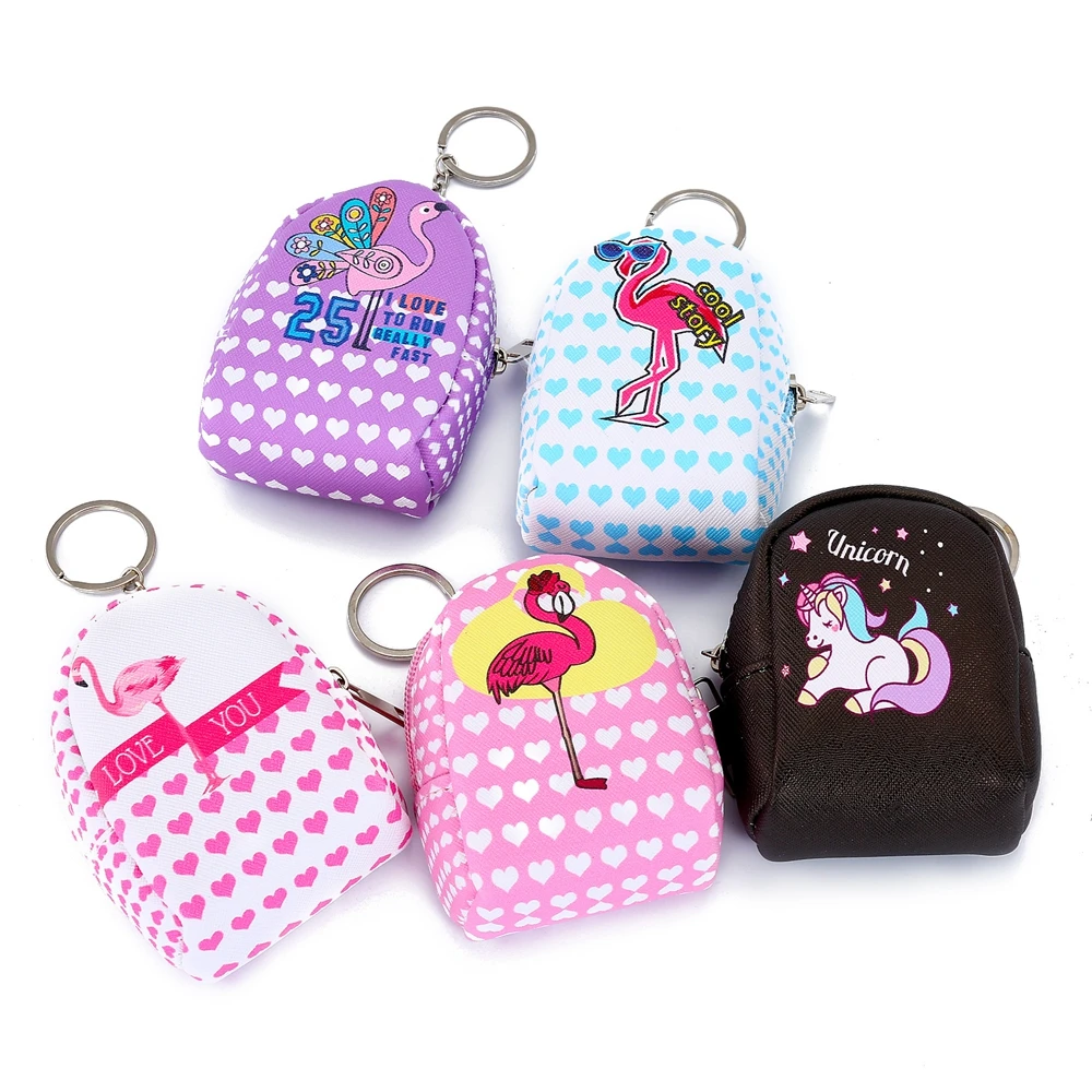 

Girl Cute Flamingo Money Bag Fashion Pocket Key Ring Coin Purses Mini Change Dollar Wallet Children Zipper Holder Bag Pouch