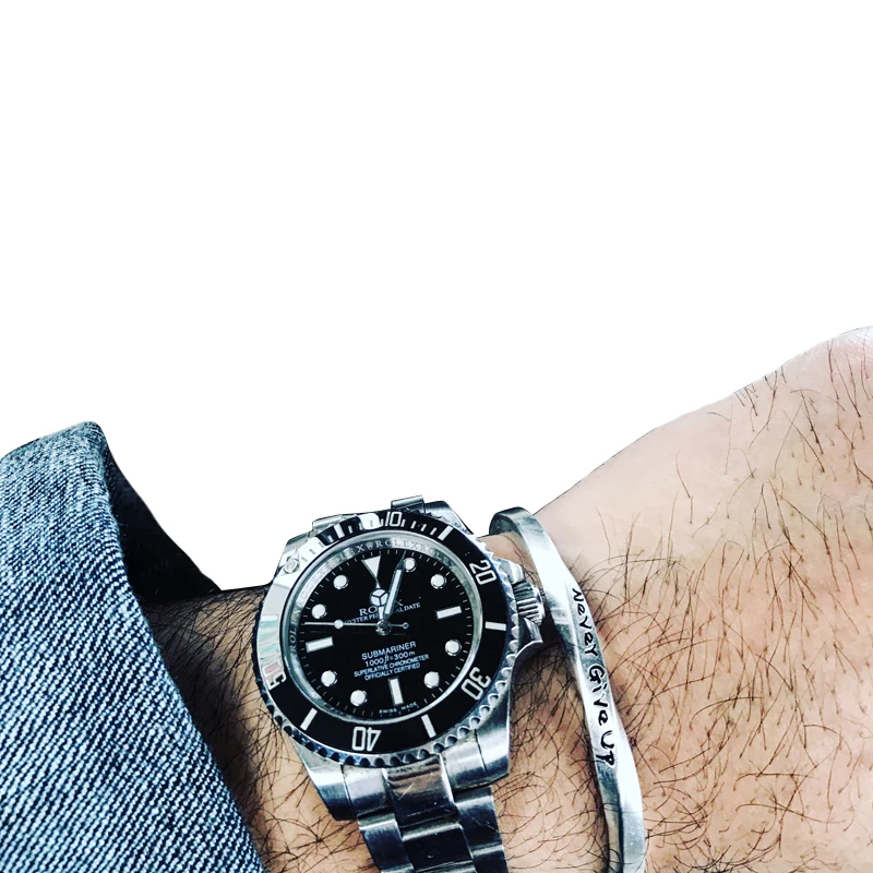 Винтажный Браслет манжета из нержавеющей стали с надписью NEVER GIVE UP|bracelet bangle for