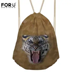 Forudesigns/Прохладный животных Тигр Печать Drawstring для мальчиков школьного рюкзака Для мужчин путешествия рюкзак Mochilas Эсколар softback