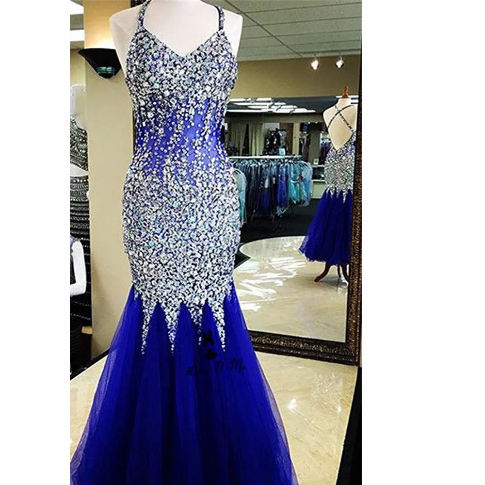 blue and silver evening dress