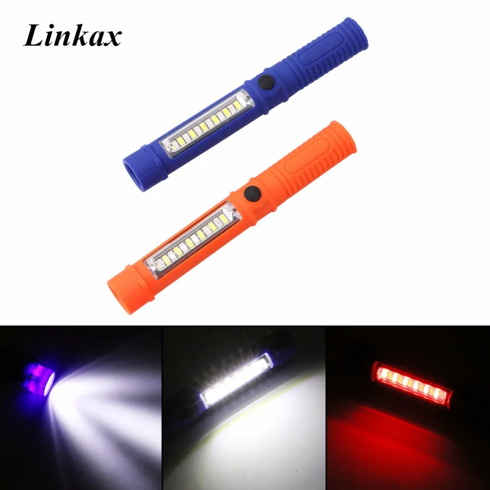 

Pocket COB Mini Pen Light Pen Flashlight Work Lamp Inspection Light With Magnetic Clip Outdoor Camping Torch Power by 3*AAA
