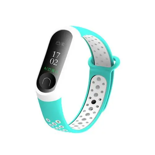 Ремешок mi Band 3 4, спортивные силиконовые часы, браслет на запястье mi band 3, аксессуары, браслет smart для Xiaomi mi, ремешок 3, 4 - Цвет: mint green white