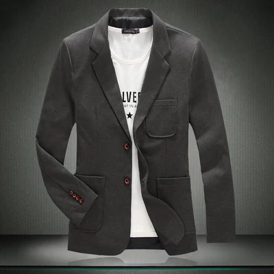 M-5XL брендовый качественный хлопковый Мужской приталенный Блейзер модный мужской блейзер, пиджак, пальто на весну - Цвет: dark  gray color