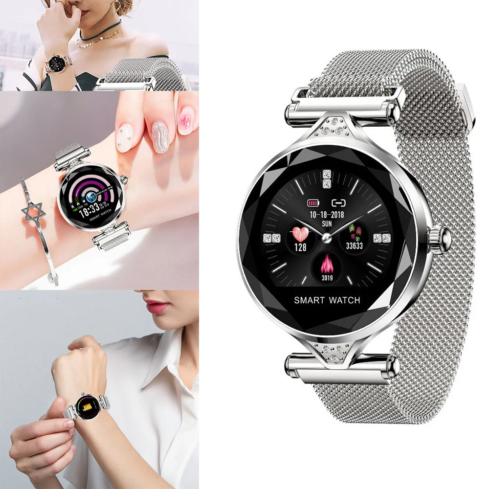 Умные часы женские носимые устройства пульсометр Монитор артериального давления для Android/IOS умный Браслет Женская Девушка Мода