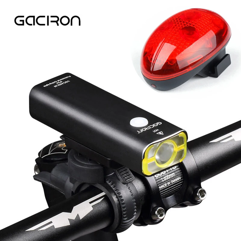 GACIRON USB Rechargeable Bicycle Headlight Waterproof MTB Bike Cycling Front Torch Lights 400 Lumens With Free