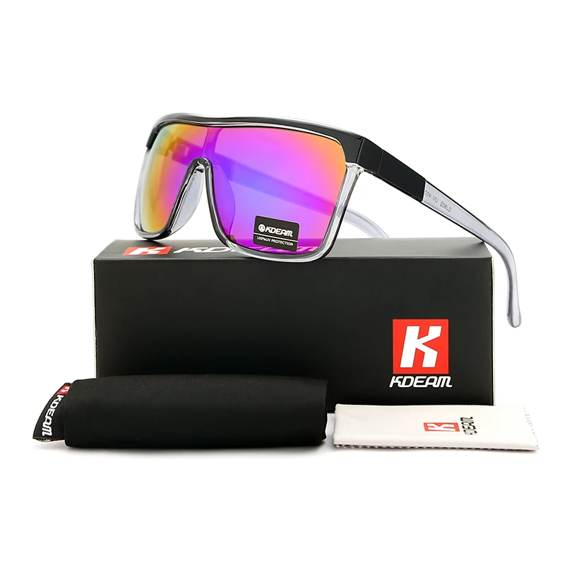 KDEAM one piece Shield, спортивные солнцезащитные очки, негабаритные, прямые, модные очки, мужские, защищают глаза от солнца, KD802, чехол