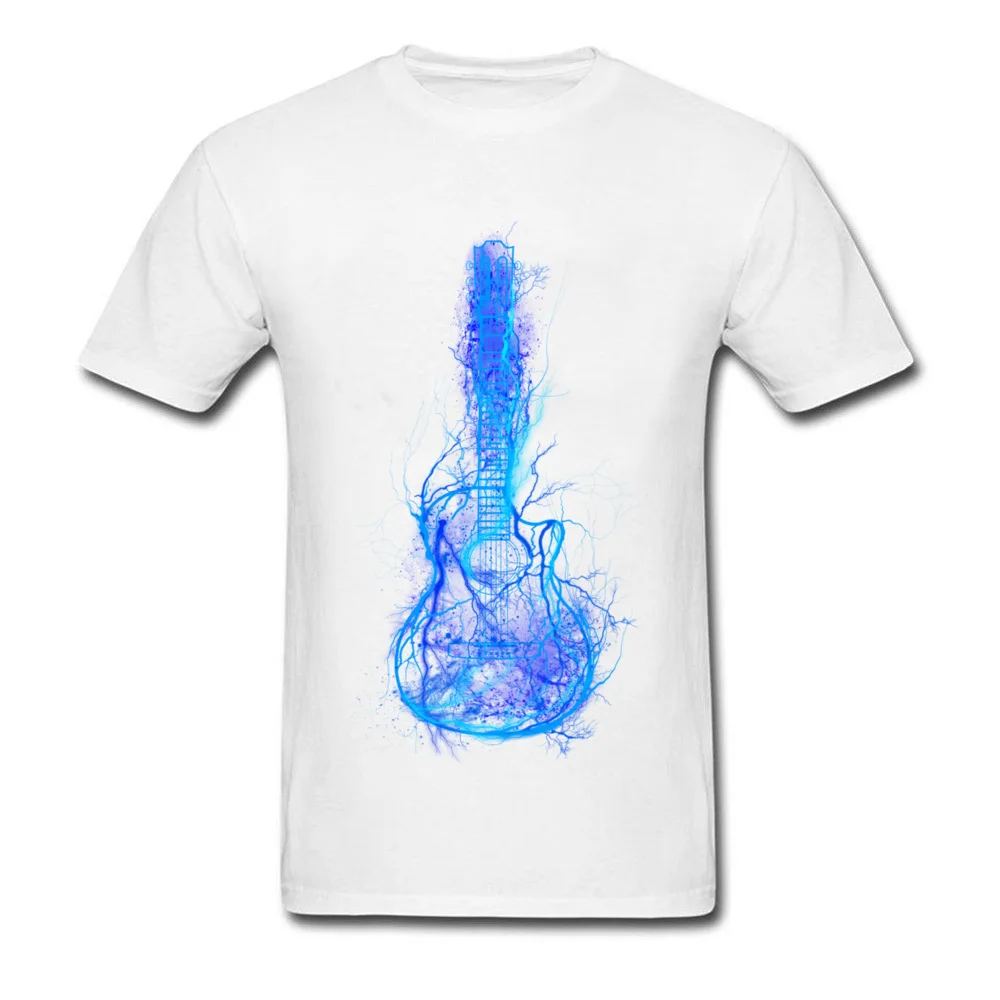 Electric Guitar Men T Shirts Brand New 3D Printed Tops T Shirt Summer Autumn 100% Cotton Fabric Crew Neck Tee Shirt Short Sleeve Electric Guitar white