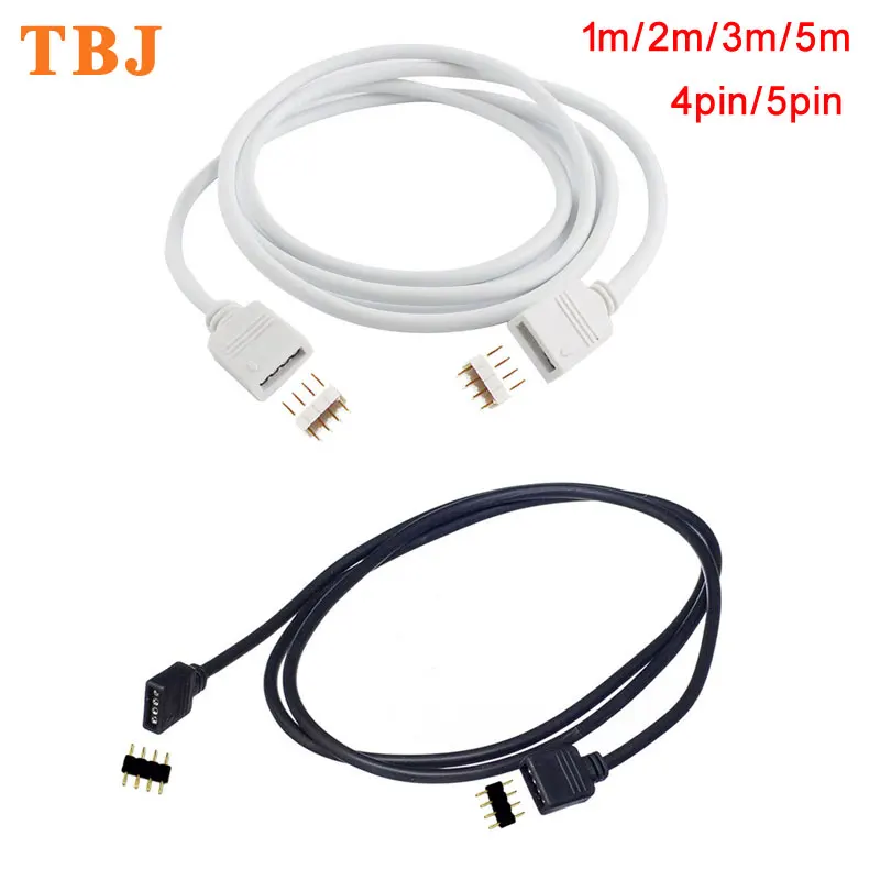 

1M 2M 3M 5M 4Pin 5Pin LED RGB RGBW Male to Male / Female to female Extension connector Cable with needle For 3528 5050 LED Strip
