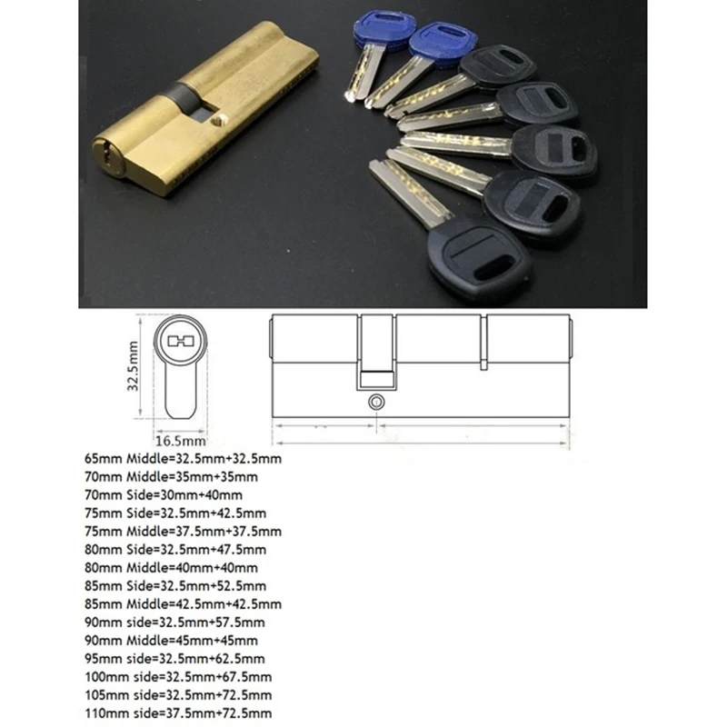 65-85 мм латунный цилиндр замка с 7 ключами входной двери AB класс безопасности замена цилиндра замка