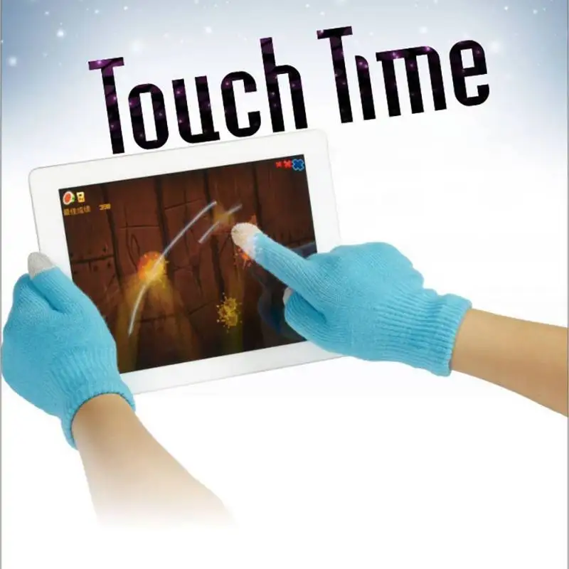 Красочные зимние перчатки с сенсорным экраном, полный палец, Женские однотонные хлопковые перчатки, экран Luvas для смартфона